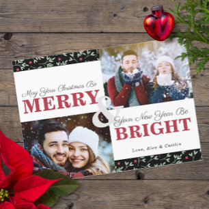 Sage Greenery Christmas Pattern 2-Photo Card