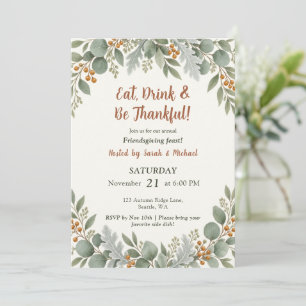 Sage Greenery Eucalyptus Floral Friendsgiving Invitation