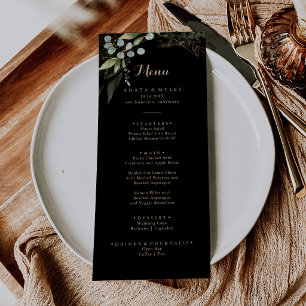 Sage Greenery Eucalyptus Gold Calligraphy Dinner Menu
