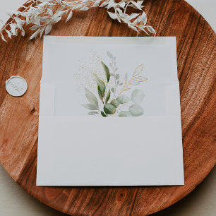 Sage Greenery Eucalyptus Gold Wedding Invitation Envelope