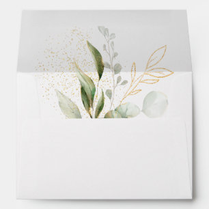 Sage Greenery Eucalyptus Gold Wedding Invitation Envelope