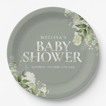 Sage Greenery Floral Gender Neutral Baby Shower