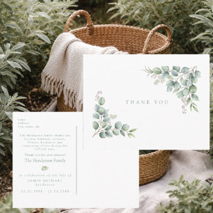 Sage Greenery Funeral Personalized Thank You Postcard