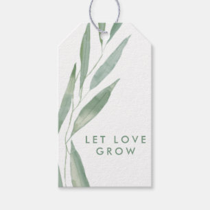 Sage Greenery Let Love Grow Tags, Wedding Favour Gift Tags
