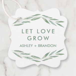 Sage Greenery Let Love Grow Tags, Wedding Gift Favour Tags