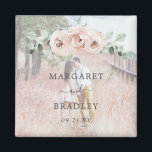Sage Greenery Pink Floral Dusty Rose Photo Wedding Magnet<br><div class="desc">Elegant floral Wedding Magnet with watercolor painted roses in dusty rose pink and greenery in shades of sage green along with your names and date over your favorite photo.  These lovely botanical themed Wedding Magnets can be used for wedding favors or as a Save the Date.</div>