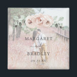 Sage Greenery Pink Floral Dusty Rose Photo Wedding Magnet<br><div class="desc">Elegant floral Wedding Magnet with watercolor painted roses in dusty rose pink and greenery in shades of sage green along with your names and date over your favorite photo.  These lovely botanical themed Wedding Magnets can be used for wedding favors or as a Save the Date.</div>