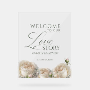 Sage Greenery Roses Welcome Wedding Sign
