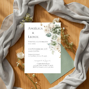 Sage Greenery Spanish Wedding Invitation