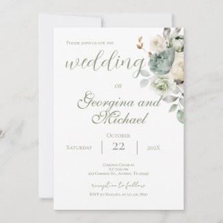Sage Greenery Wedding Invitation