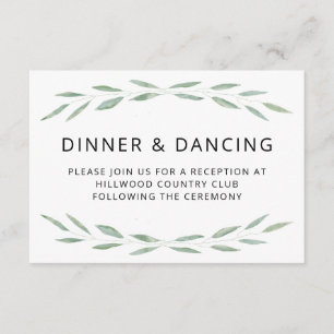 Sage Greenery Wedding Reception Card, Botanical Enclosure Card
