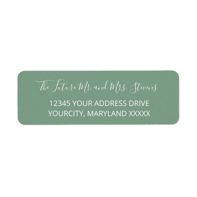 Sage Greenery Wedding Return Address Label (Front)