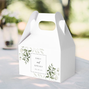 Sage Greenery & White Floral Wedding Favor Box