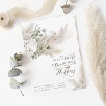 Sage Greenery White Flowers Pampas Grass Wedding Invitation<br><div class="desc">Sage green greenery,  white flowers and pampas grass boho wedding invitations</div>