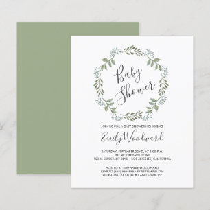Sage Greenery Wreath Baby Shower Invitation