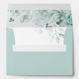 Sage greens Floral Wedding Envelope
