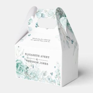 Sage greens Floral Wedding Personalized Favor Box