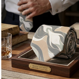 Sage Grey Beige Organic Pattern Tie