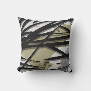 Sage Grey Black & White Artistic Abstract  Throw Pillow