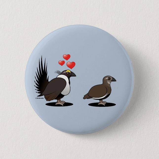 Sage Grouse Love 2 Inch Round Button (Front)