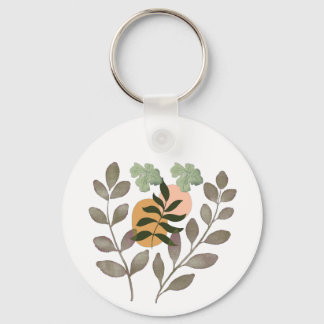 "Sage Harmony | Modern Botanical Leaves Wall Art Keychain