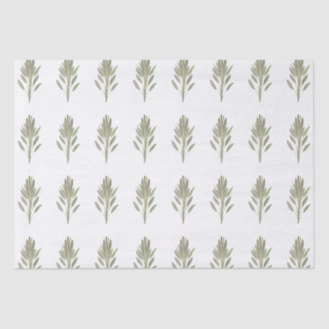 Sage herb botanical plant greenery Watercolor  Tissue Paper (Front)