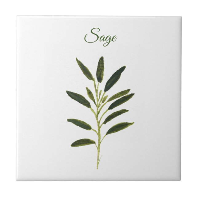 Sage Herb Greenery Kitchen Culinary Green Rustic C Tile (Front)