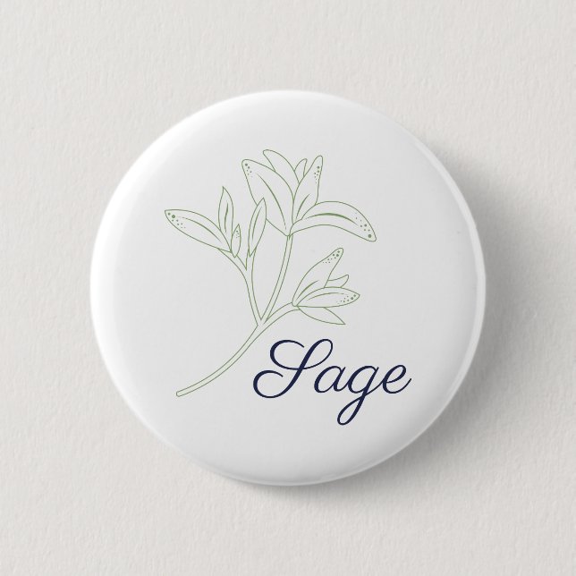 Sage Herb Plant 2 Inch Round Button (Front)