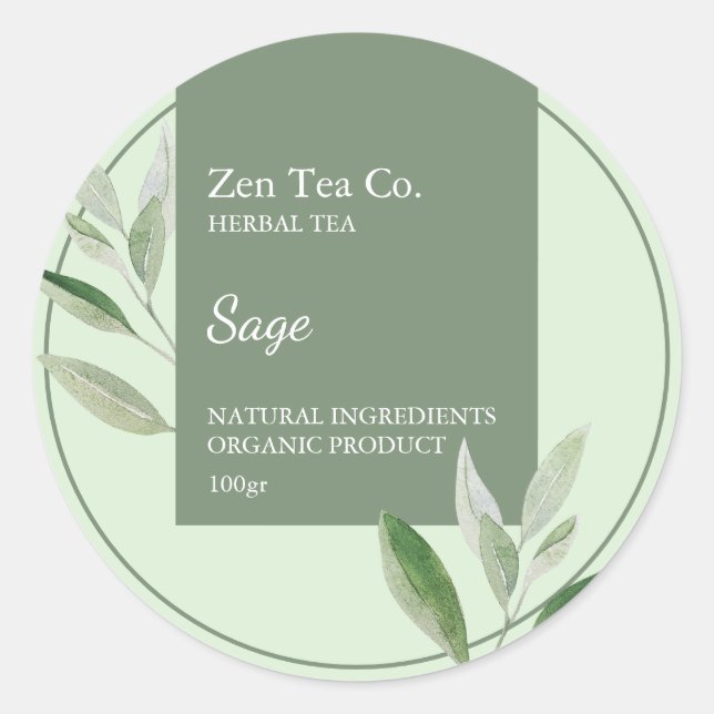 Sage Herbal Tea Business Label (Front)
