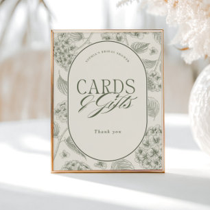 Sage Hydrangea Bridal Shower Cards Gifts Poster