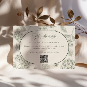 Sage Hydrangea Vintage Wedding  RSVP Card