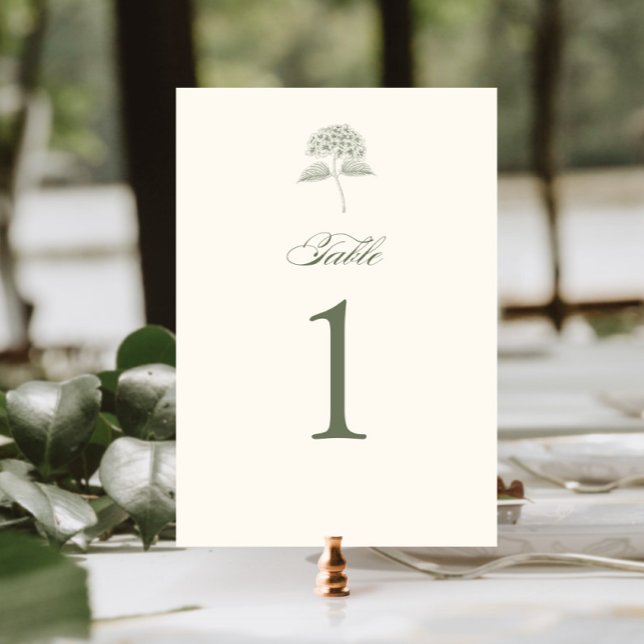 Sage Hydrangea Vintage Wedding Table Number (Creator Uploaded)