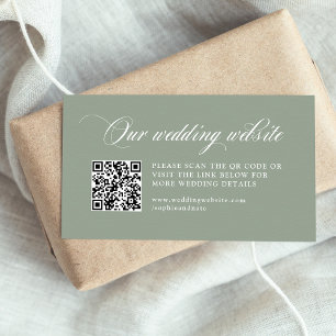 Sage Italian Elegance Wedding Website QR Code Enclosure Card