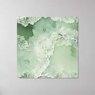 Sage Lace Lichen Abstract - Organic Modern Canvas Print