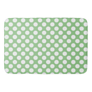 Sage: Large white Polka Dot Pattern Bath Mat