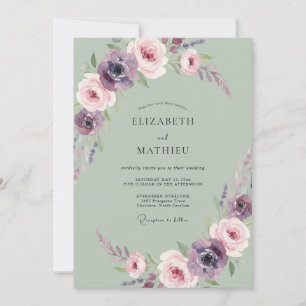 Sage Lavender Painted Wedding Invitation