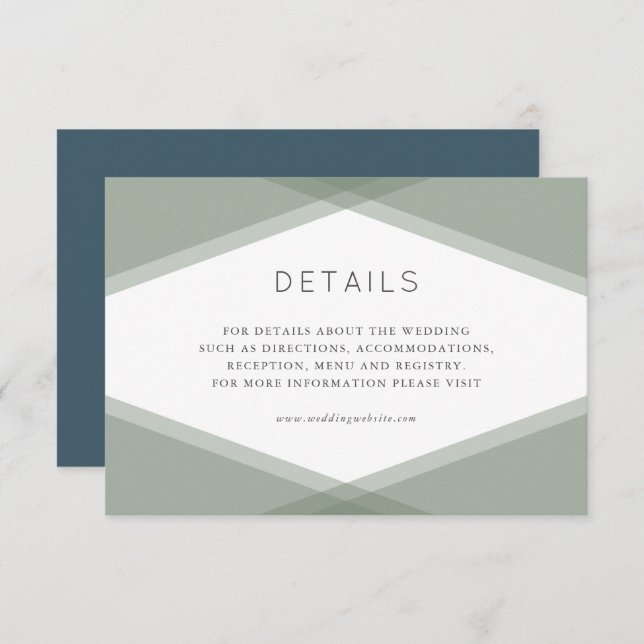 Sage Layered Geometric & Blue Slate Details Enclosure Card (Front/Back)