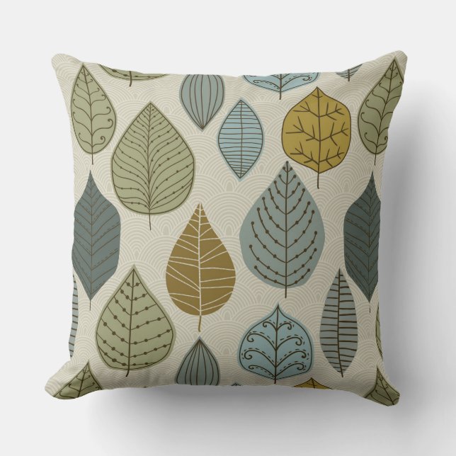 Sage Leaves Throw Pillow (Front)