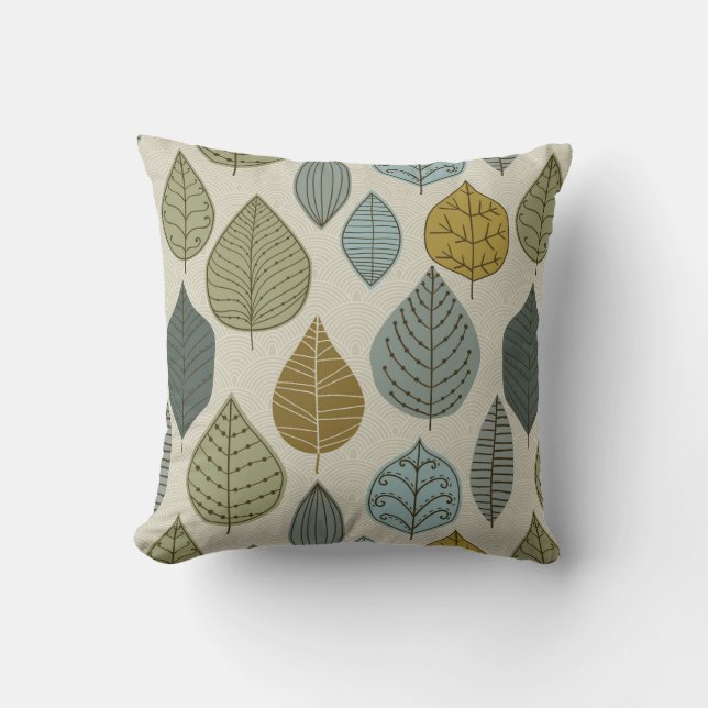 Sage Leaves Throw Pillow (Front)