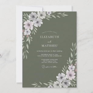 Sage Lilac Botanical Wedding Invitation