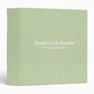 Sage Linen Look Personalized Wedding Planner Binder