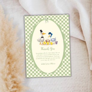 Sage Little Duckling Family Duck Baby Shower Thank You Card
