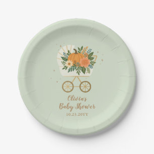 Sage Little Pumpkin Baby Shower Paper Plate