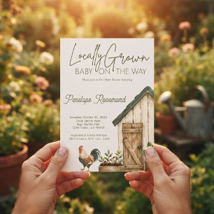 Sage Locally Grown Baby on the Way Baby Shower Invitation