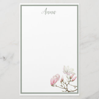 Sage Magnolia Personalized Stationary Stationery