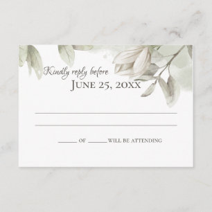 Sage Magnolias Elegant Wedding Response Invitation
