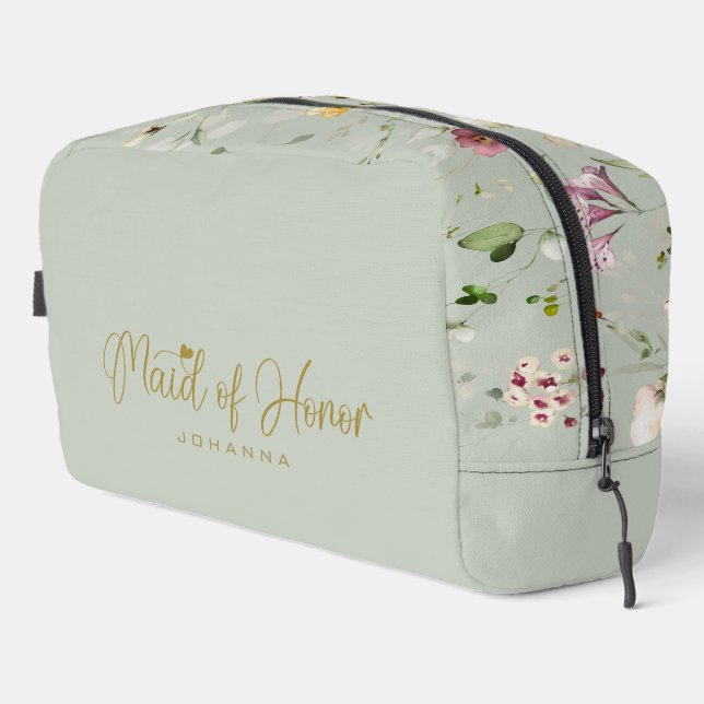 Sage Maid of Honour Script Name Accessory Gift Dopp Kit (Right Corner)