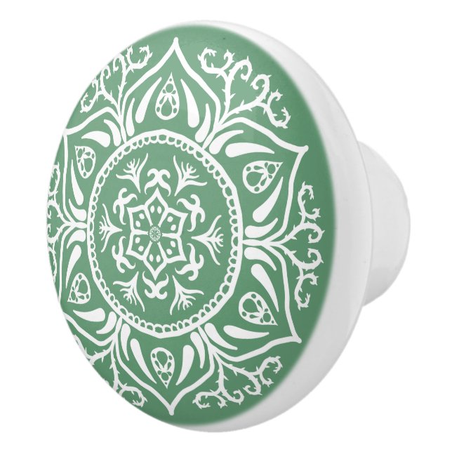 Sage Mandala Ceramic Knob (Right)