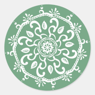 Sage Mandala Classic Round Sticker