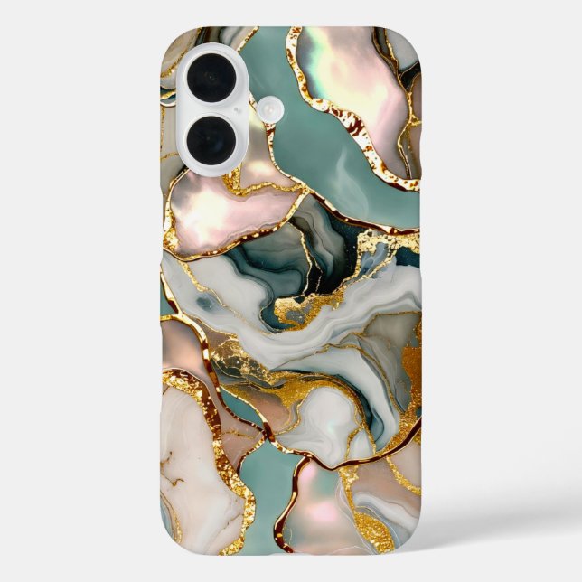Sage Marble Phone Case Gold Abstract Luxury (Back)